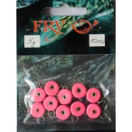 Вантаж вухатий для риболовлі, таблетка (ексцентрик) колір Silvereyes Pink, 10шт в уп., вага 5г